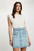 Mini denim skirt bleach denim women