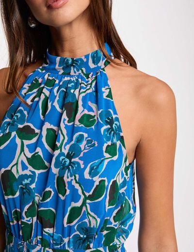 Printed flared long dress multicolor women