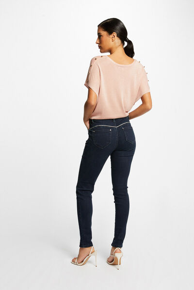 Short-sleeved jumper with V-neck  ladies'