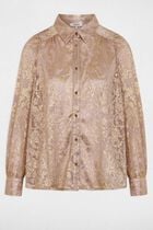 Chemise col à revers jaune or femme