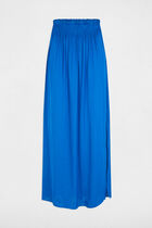 Jupe longue fluide taille élastiquée bleu electrique femme