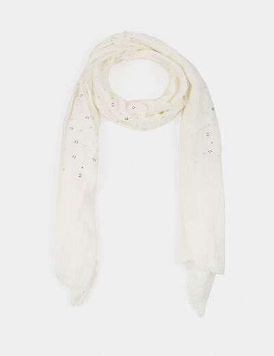 Scarf with eyelets ivory ladies'