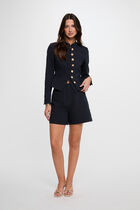 Short jacket with mandarin collar navy blue women
