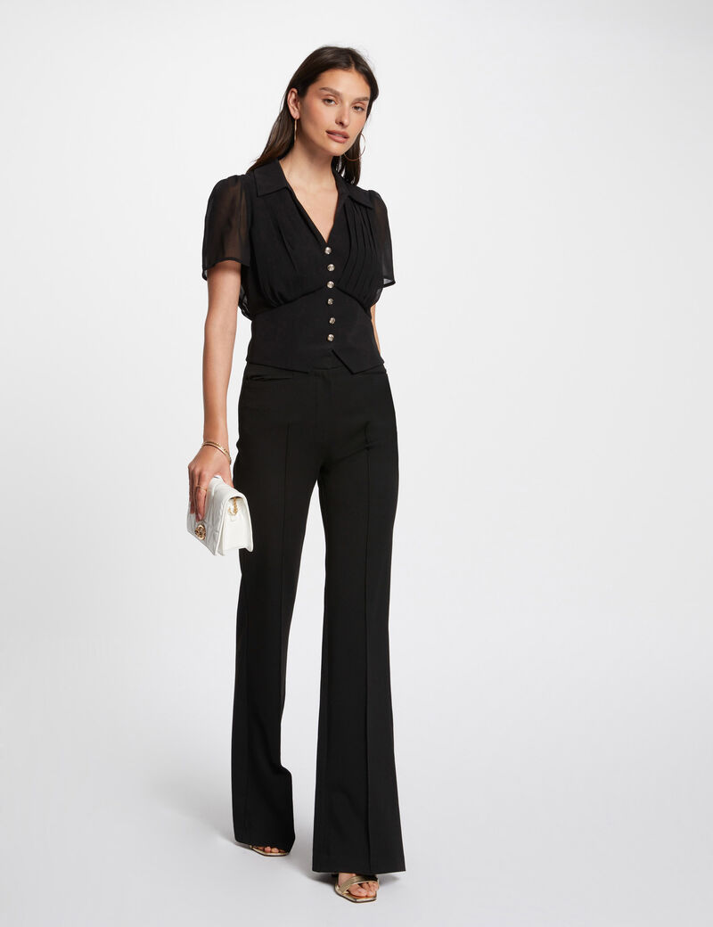 top short sleeves and pleats black women Top short sleeves and pleats black women