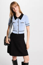 A-line short knitted dress sky blue women