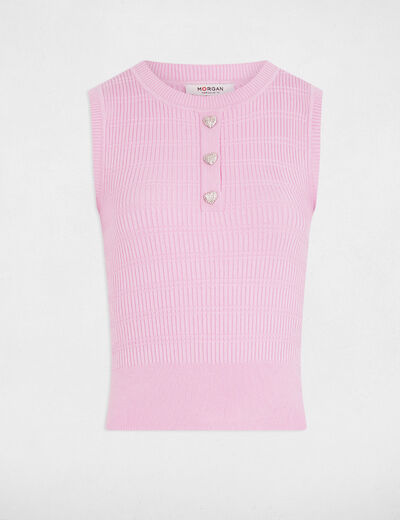 Sleeveless knitted vest top pastel pink women