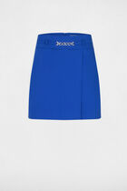 Jupe courte portefeuille bleu electrique femme