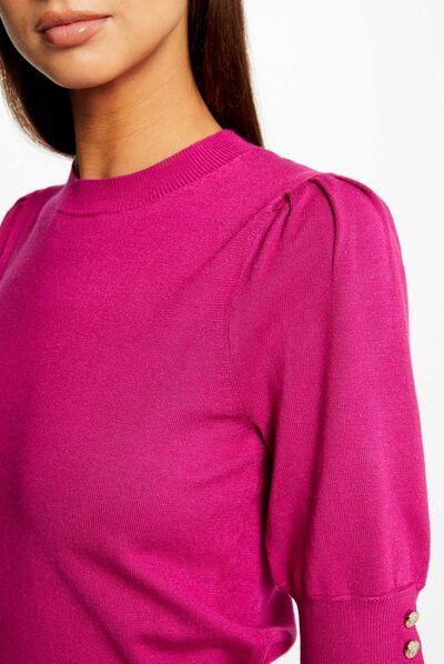 Short-sleeved jumper with metal ornament raspberry ladies'