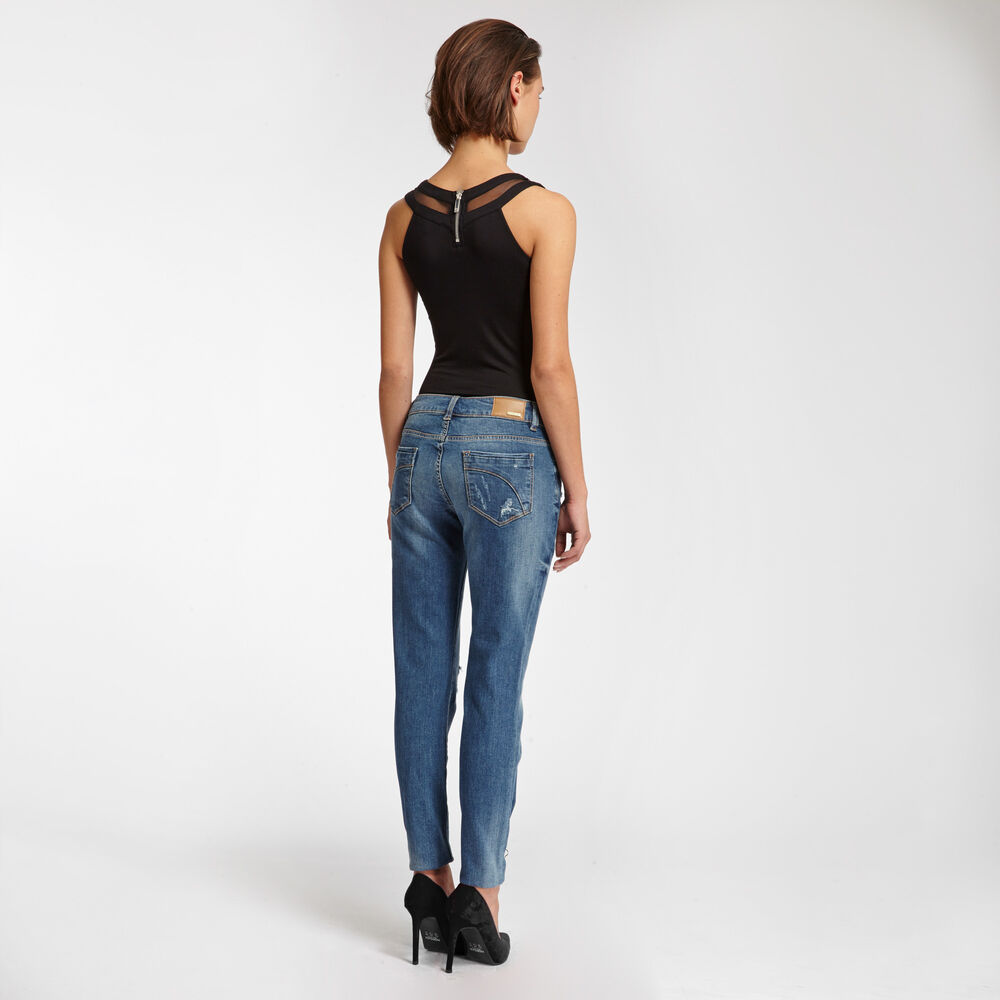 Jersey and tulle top black women