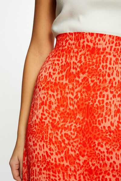 Maxi wrap skirt with leopard print orange ladies'