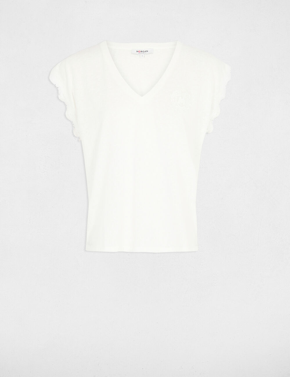 V-neck short-sleeve t-shirt white women