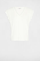 V-neck short-sleeve t-shirt white women