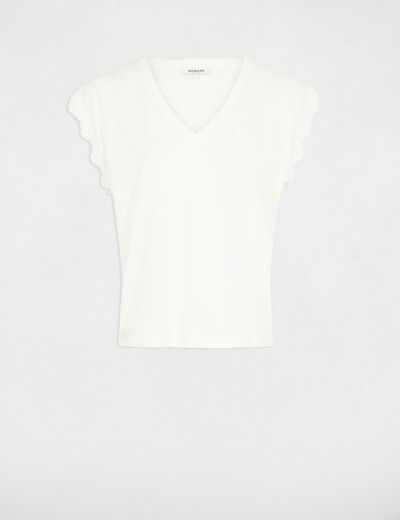 V-neck short-sleeve t-shirt white women