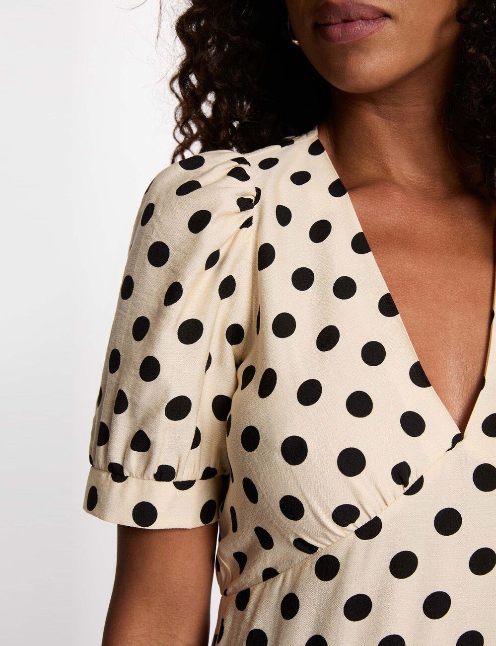 Mid-length dress with puff sleeves multicolor women