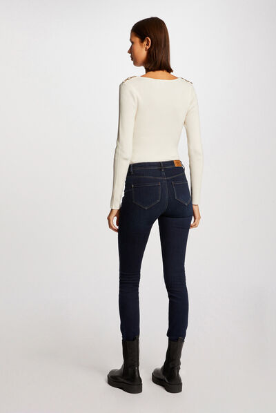Long-sleeved jumper with V-neck ivory ladies'