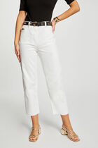 Cropped straight jeans ecru women