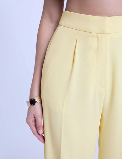 High-waisted wide-leg trousers light yellow women