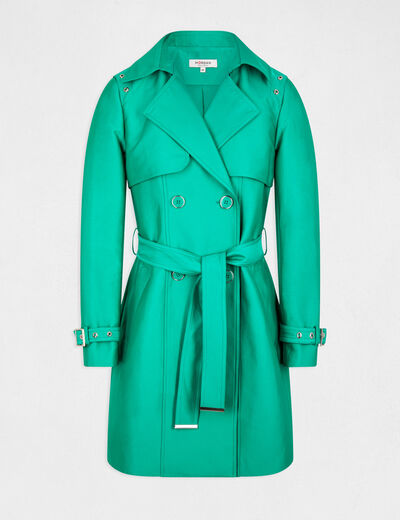 Straight belted trenchcoat green ladies'