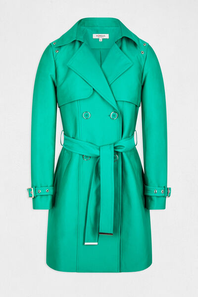 Straight belted trenchcoat green ladies'