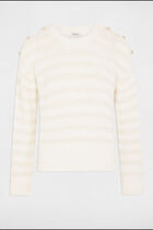 Jumper round neck and buttons beige women
