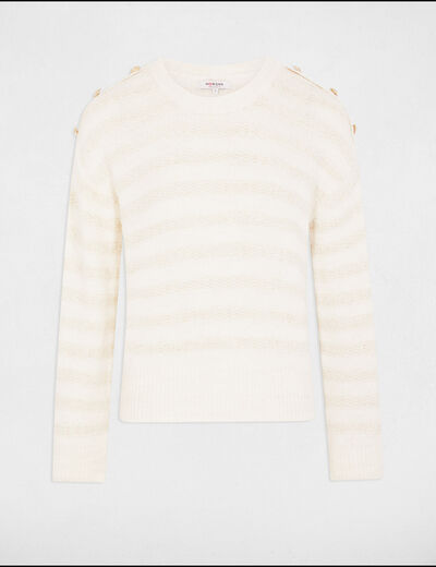 Jumper round neck and buttons beige women