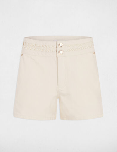 Low-waisted denim shorts cream women