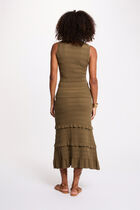 Long fitted knit dress khaki green women