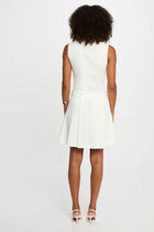 Robe courte droite bas plissé blanc femme