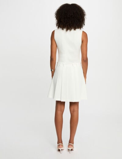 Pleated mini straight dress white women