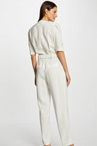 Combinaison droite avec ceinture ecru femme