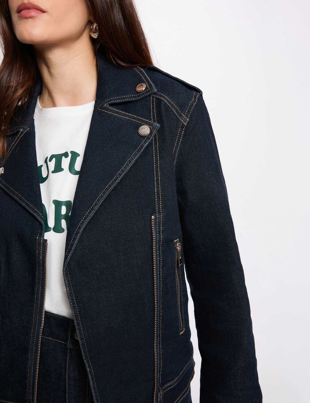 Oversized denim jacket blue women