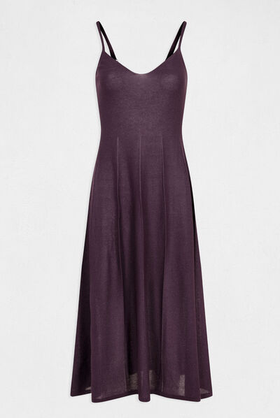 Midi A-line jumper dress thin straps plum ladies'