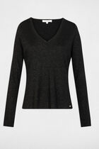 Fitted v-neck t-shirt black women