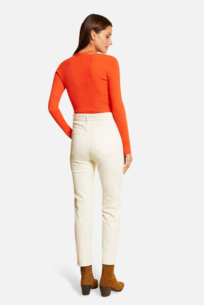 Long-sleeved jumper with buttons orange ladies'