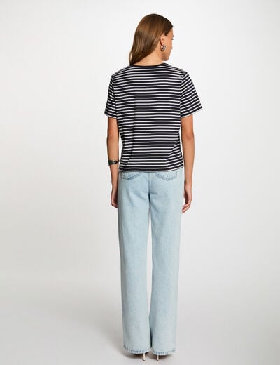 Striped short-sleeved t-shirt navy blue women