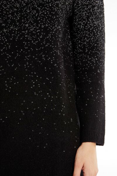 Straight jumper dress metallised threads black ladies'