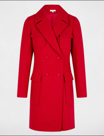 Buttoned long coat red women