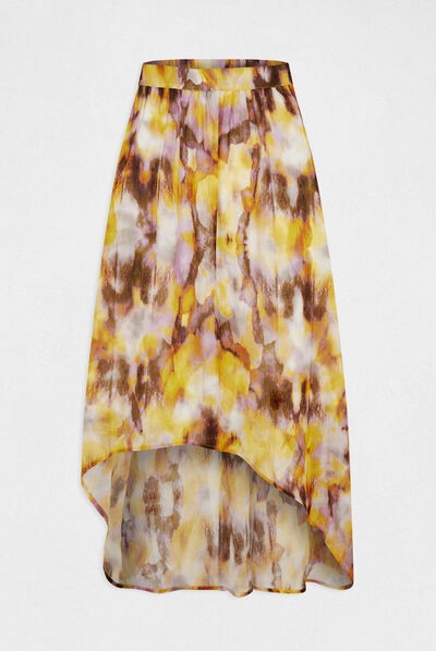 A-line asymmetrical skirt abstract print multico ladies'