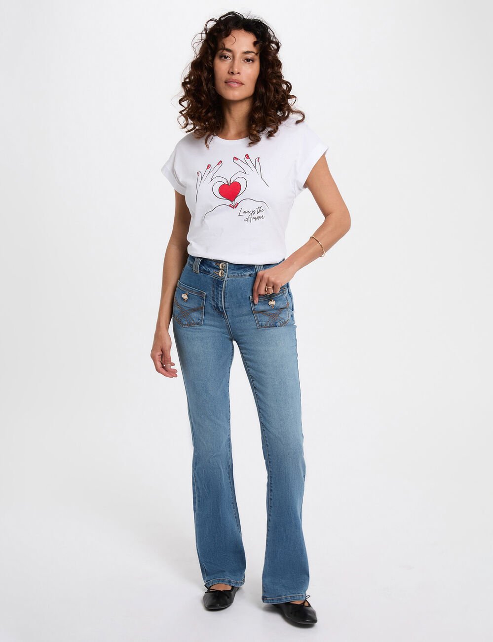 Cropped t-shirt with slogan white women