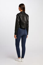Straight jacket notched lapel collar black women