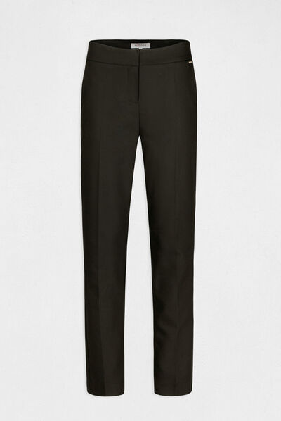 Straight cropped trousers with darts black ladies'