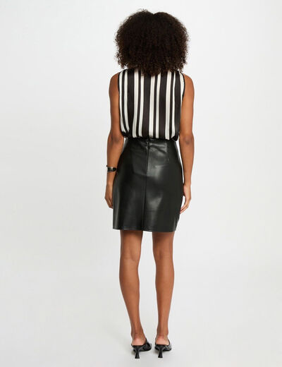 Faux leather mini skirt black women