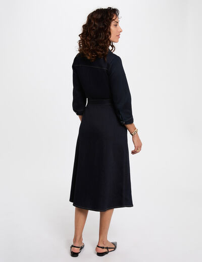 3/4 buttoned dress raw denim women