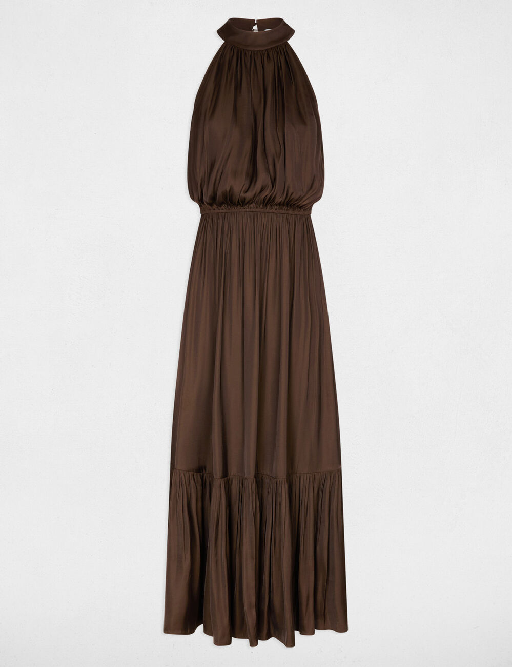 Maxi loose A-line dress dark brown women