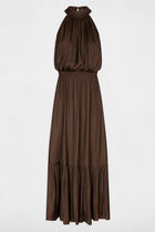 Maxi loose A-line dress dark brown women
