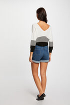 Straight denim shorts denim stone women