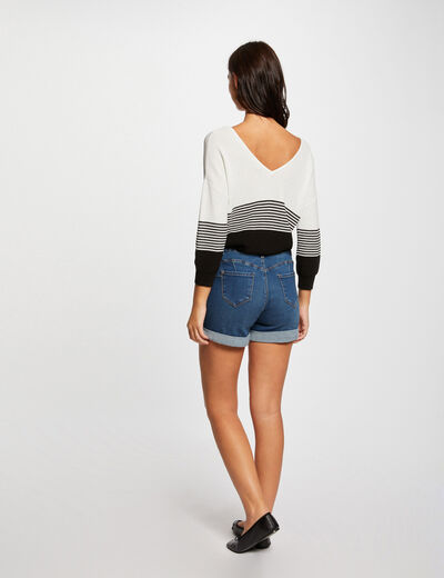 Straight denim shorts denim stone women