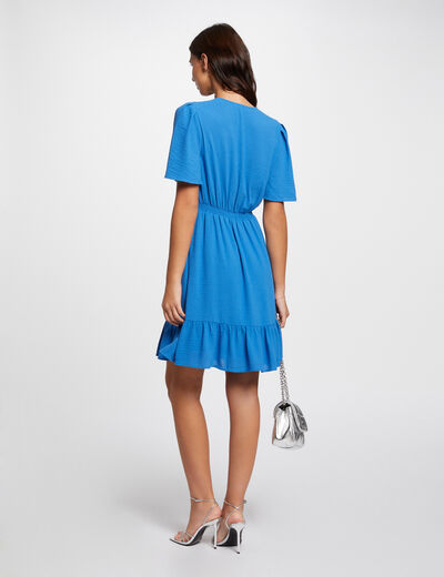 Loose mini dress with ruffles blue ladies'