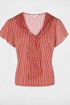 T-shirt with tie neck red women