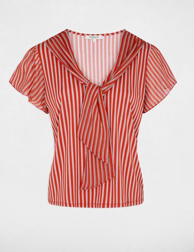 T-shirt with tie neck red women